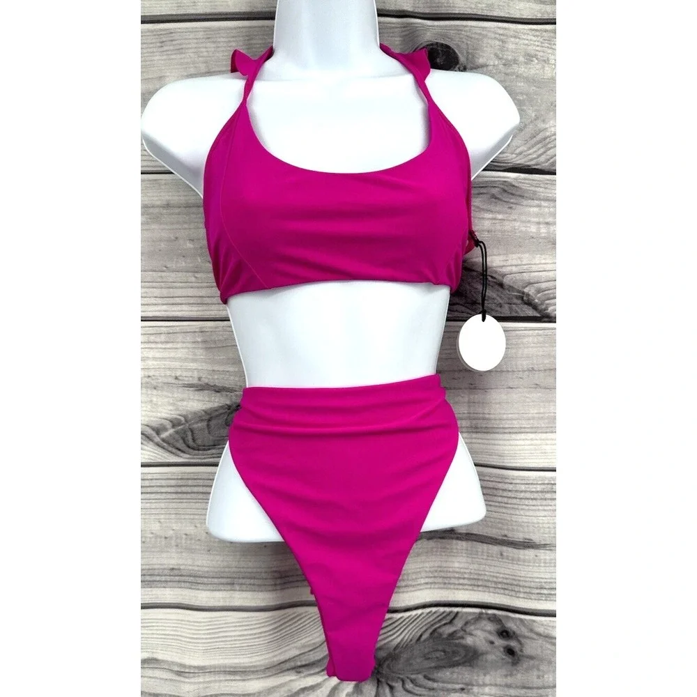TULAROSA RAEA BIKINI TOP SOLANGE BOTTOM SWIMSUIT Women's‎ Size XL HOT PINK